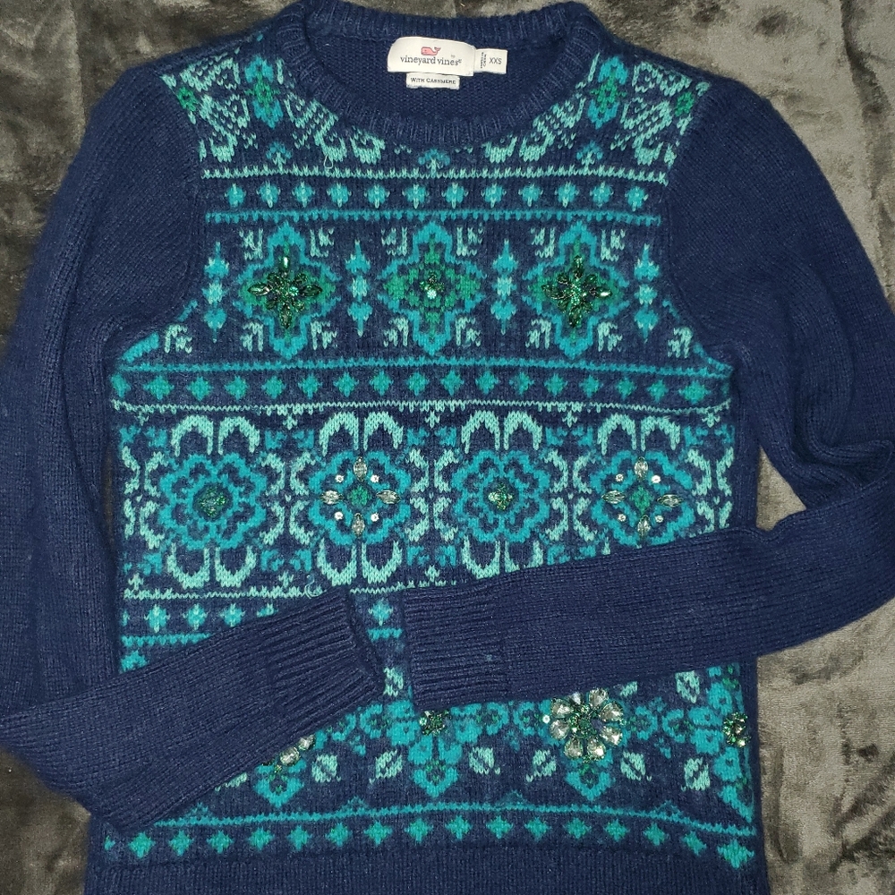 Vineyard vines cashmere wool jeweled sweater